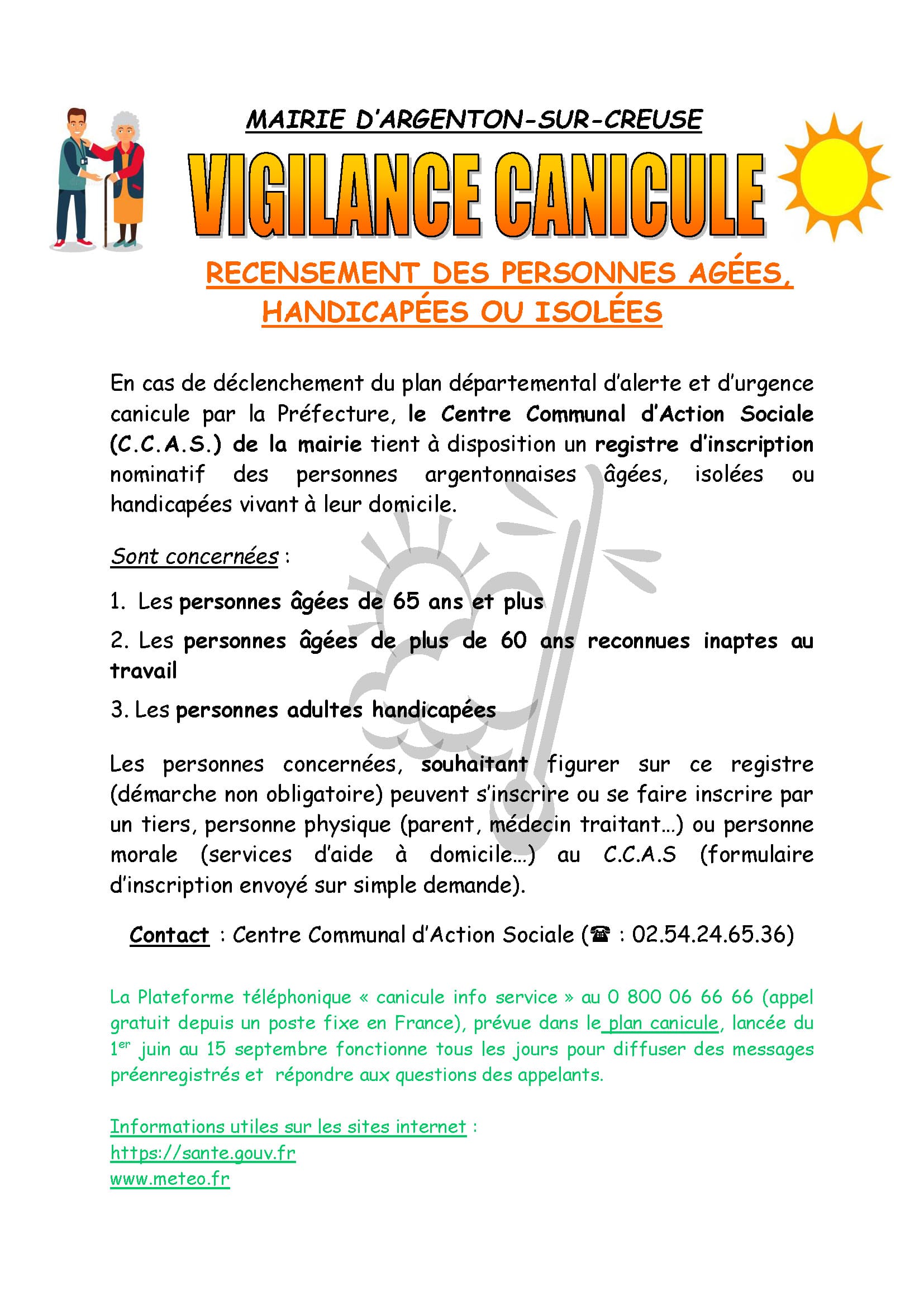 Canicule - Affichette mairie