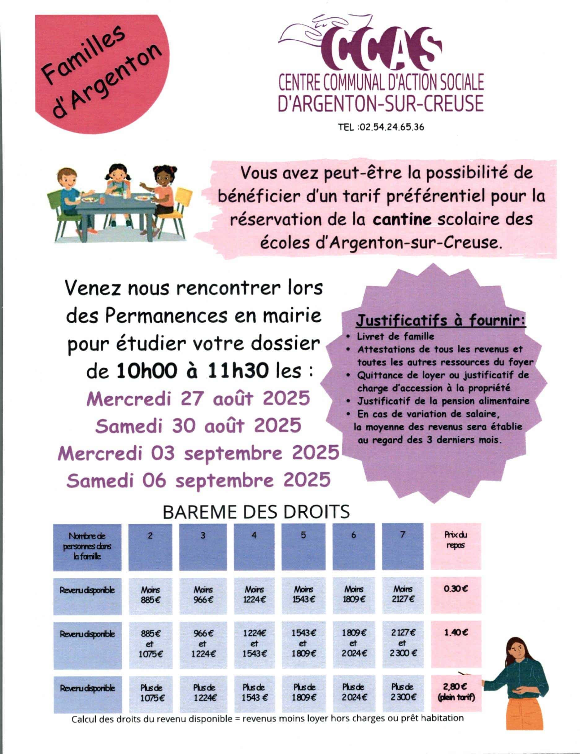 C.C.A.S. - permanences Cantine scolaire